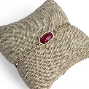 Kendra Scott Elaina Slider Bracelet Gold Tone Maroon Burgundy Stone